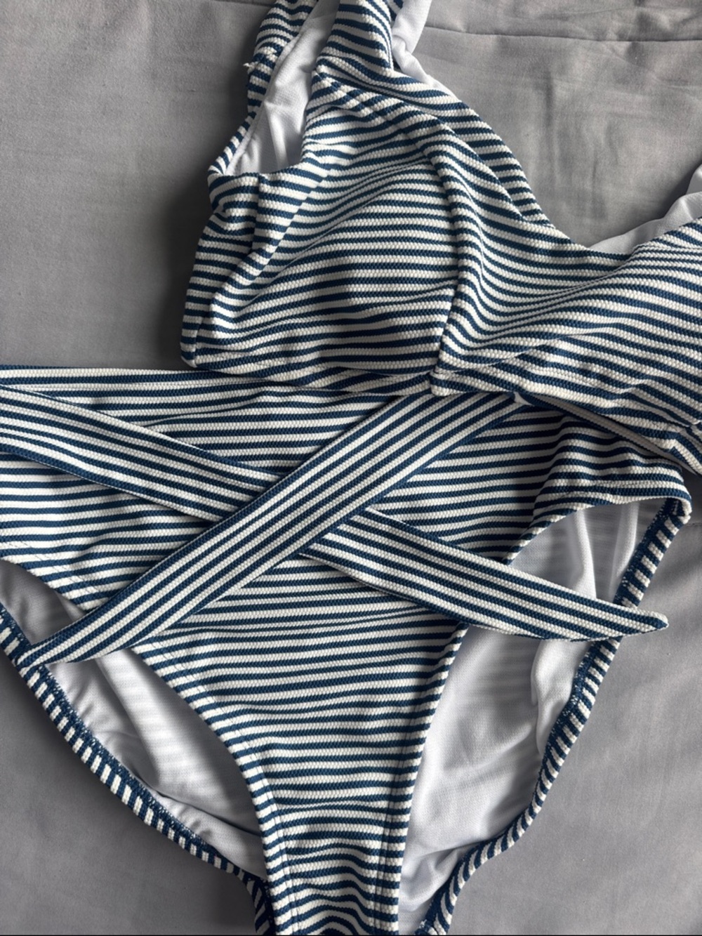 Striped Navy & White Two-Piece Swimsuit
